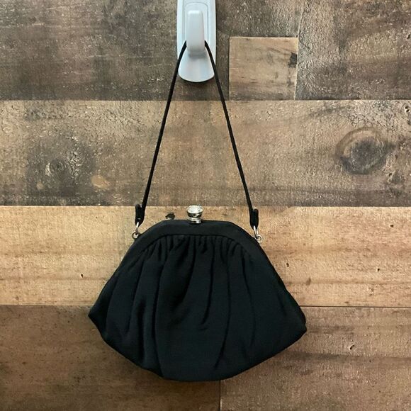 Garay Purse Clutch Inner Attached Coin Purse Black Wrist Hand Strap Snap Closure - Picture 12 of 12